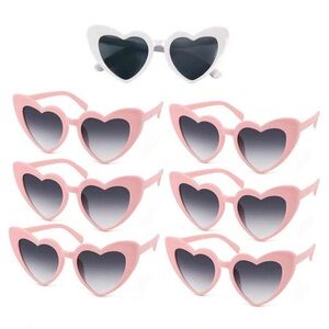 7 piece set: bride & bridesmaid heart shaped sunglasses PINK